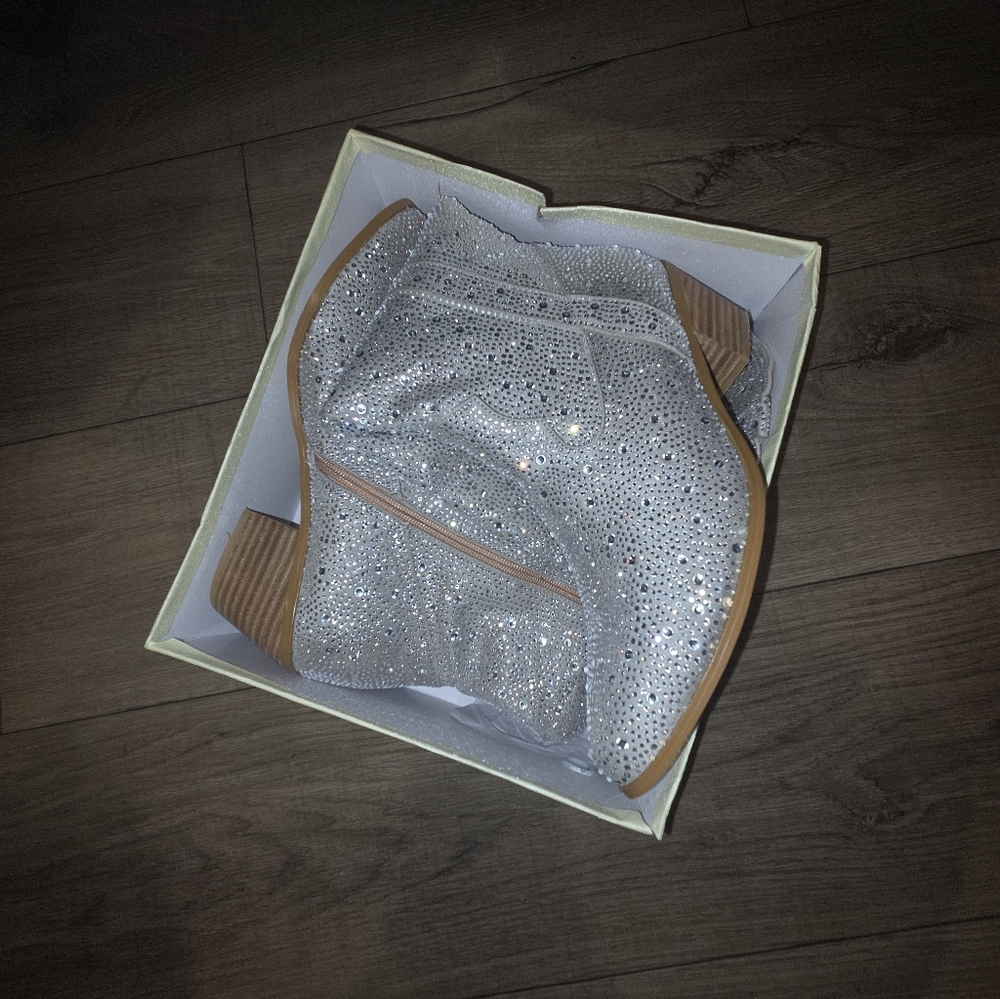 Silver Glitter Ankle Boots